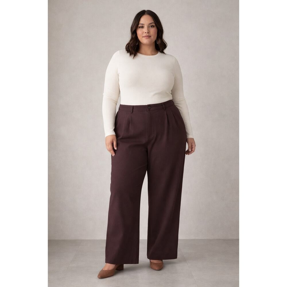 Torrid Wide Leg Trousers Womens 22 Regular Brushed Twill Sassafras Brown NEW
